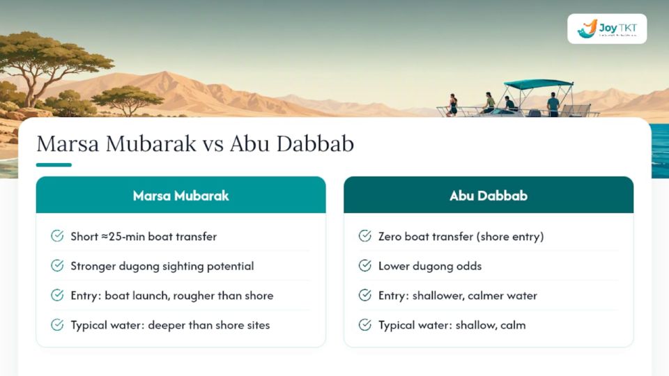 Jämförelse mellan Marsa Mubarak och Abu Dabbab
