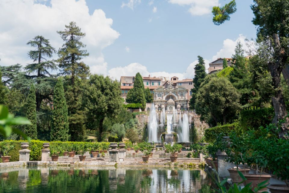 The Fountain of Neptune at Villa d'Este in Tivoli, seen across the fish pond garden.